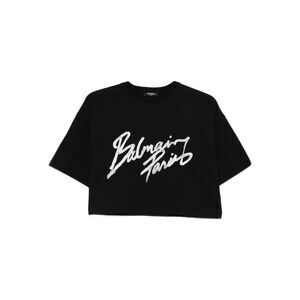 BALMAIN Signature Logo Crew Neck T-Shirt Women BLACK T-Shirts & Tops